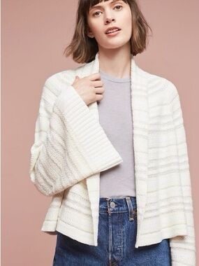 Anthropologie Cotton Blend Moth Mahalia Cardigan Flair Sleeves